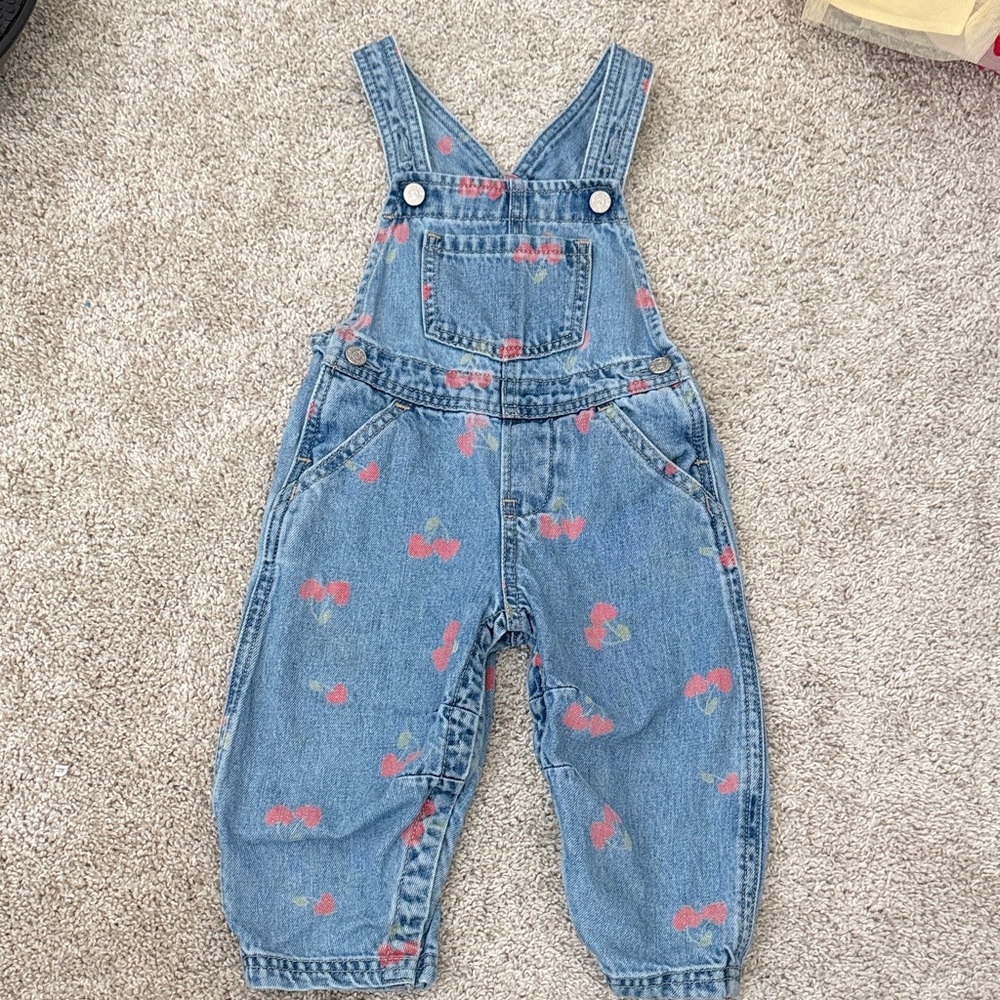 Gap Overalls with Red Cherry Print